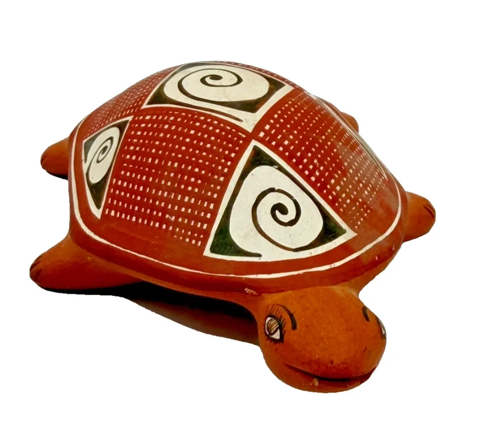 Vintage Turtle Rainmaker Rattle Quibor Lara Venezuela Folk Art Pottery